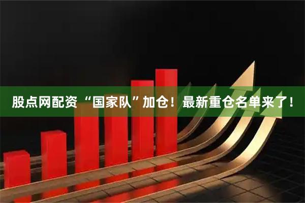股点网配资 “国家队”加仓！最新重仓名单来了！