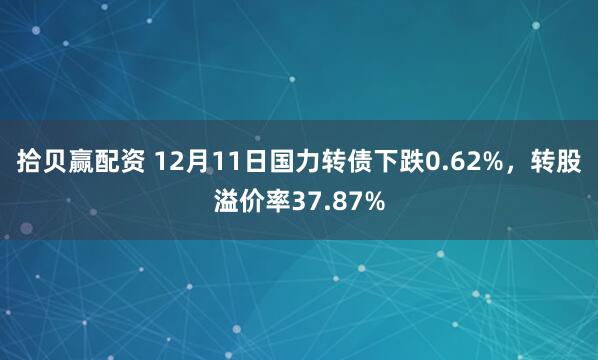 拾贝赢配资 12月11日国力转债下跌0.62%，转股溢价率37.87%