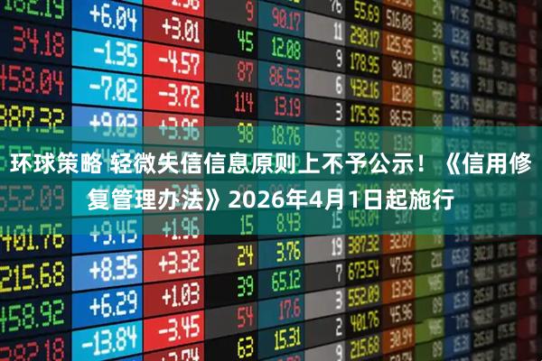 环球策略 轻微失信信息原则上不予公示!《信用修复管理办法》2026年4月1日起施行